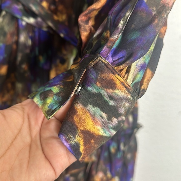 & Other Stories Watercolor Ruffle Midi Wrap Dress Womens Size 4 Boho - Picture 6 of 16